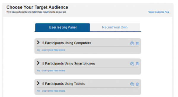 UserTesting test panel