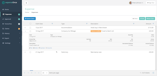 Adding new expense claim
