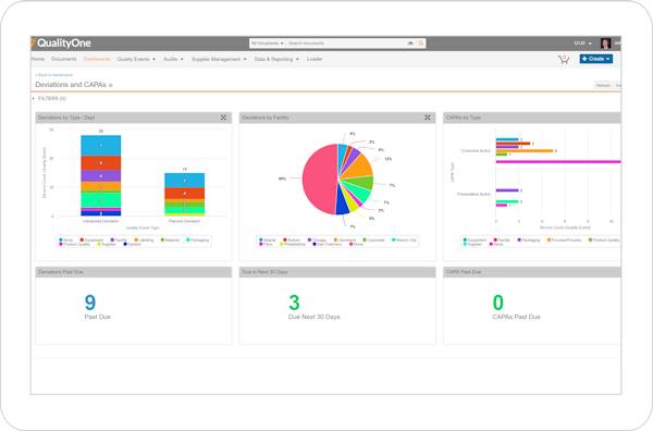 QualityOne CAPA management screenshot