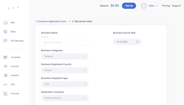 Viber Dashboard Dexatel