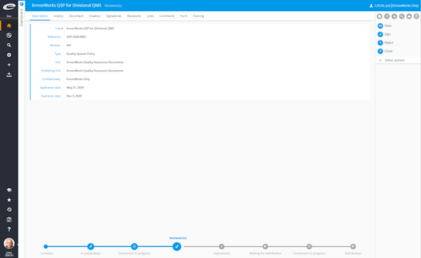 Ennov Quality Suite viewing documents