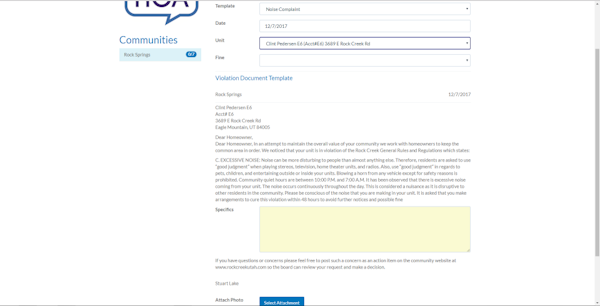 EmpoweredHOA violation enforcement tool
