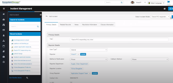 VIRIMA incident management