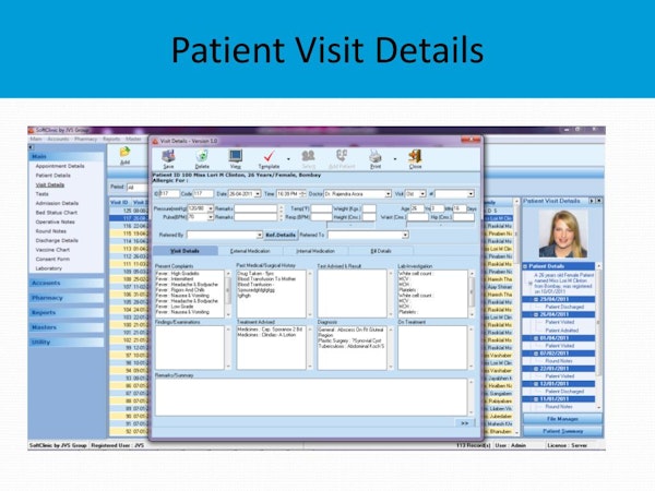 SoftClinic patient visit details