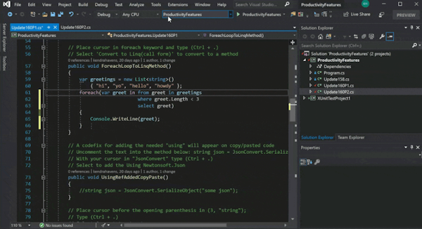 Visual Studio integrated development environment