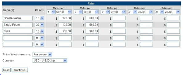WebReserv adding rates screenshot