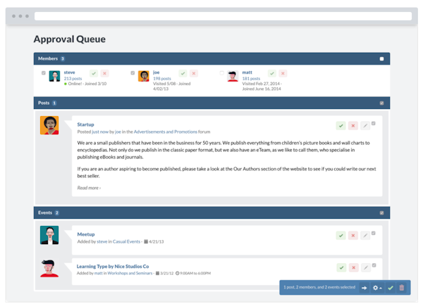 Website Toolbox approval queue