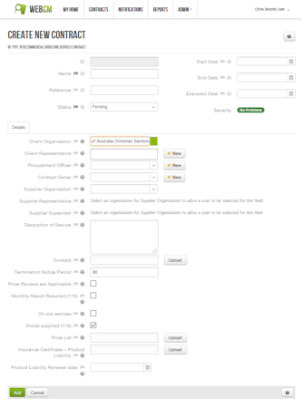 Creating new contract