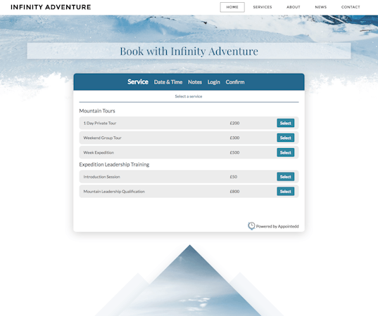 Appointedd website booking widget