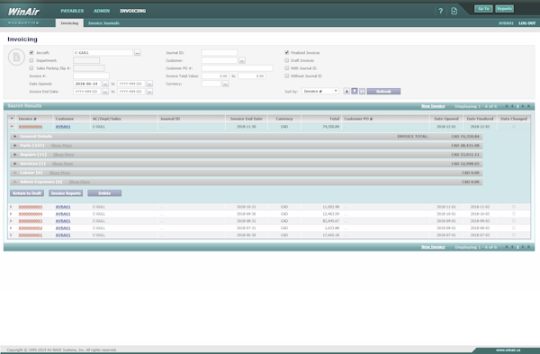 WinAir invoicing