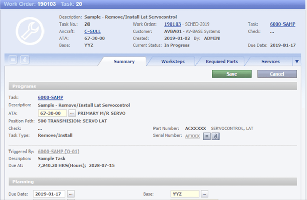 WinAir work orders