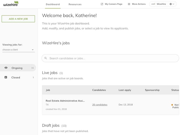 Job dashboard