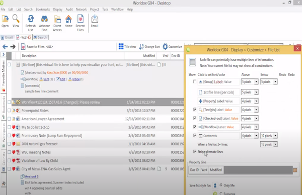 Worldox customize file list
