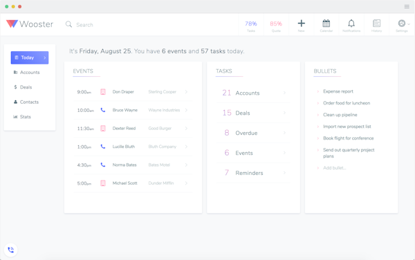 Wooster event scheduling screenshot