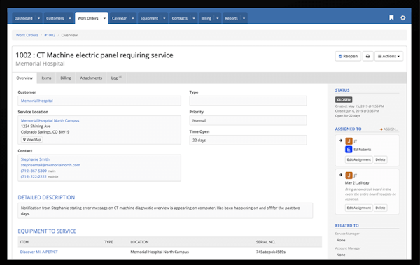 Bluefolder work order dashboard