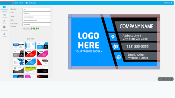 Web to Print Shop editable templates