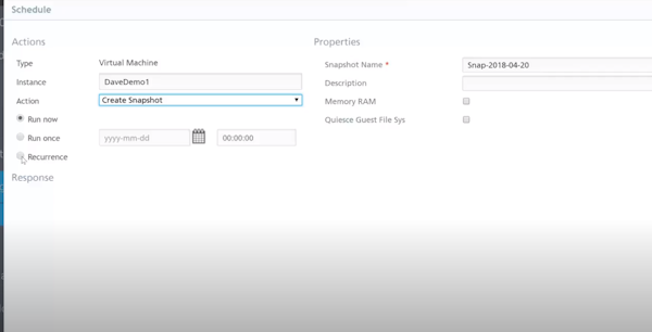 xStream Cloud Management schedule snapshot
