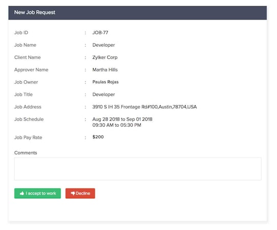 Zoho Workerly accept/reject jobs