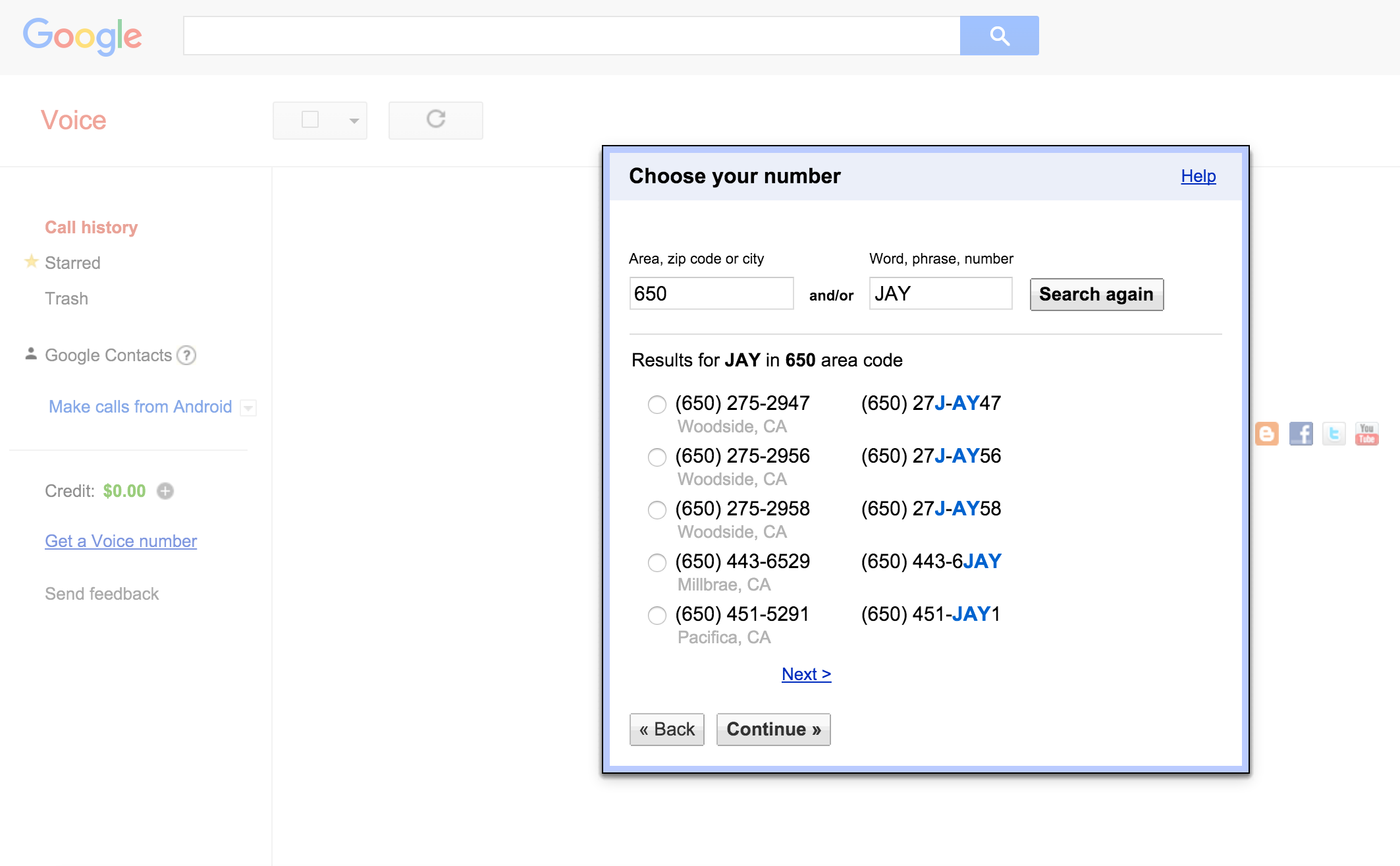 google voice number