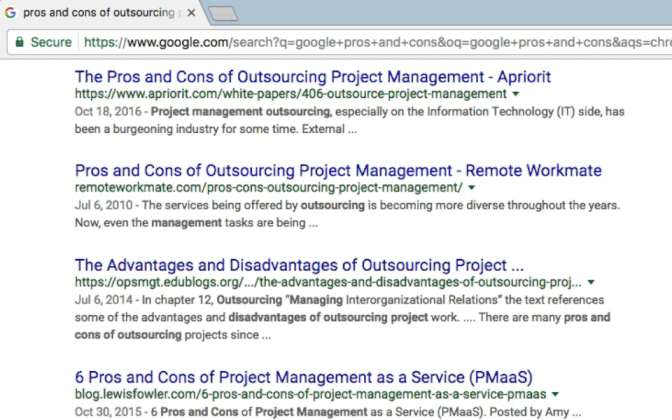 outsourcing project management serp results